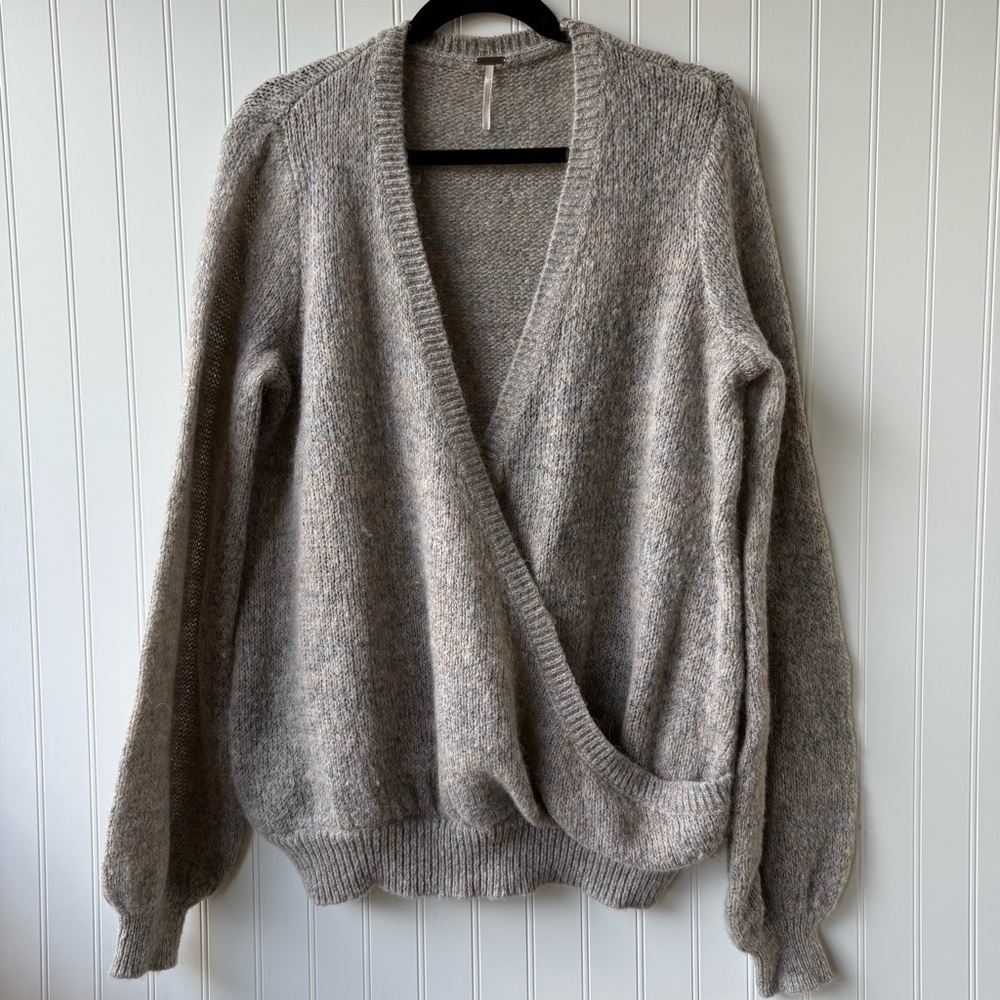 Free People Karina wrap sweater wool blend large